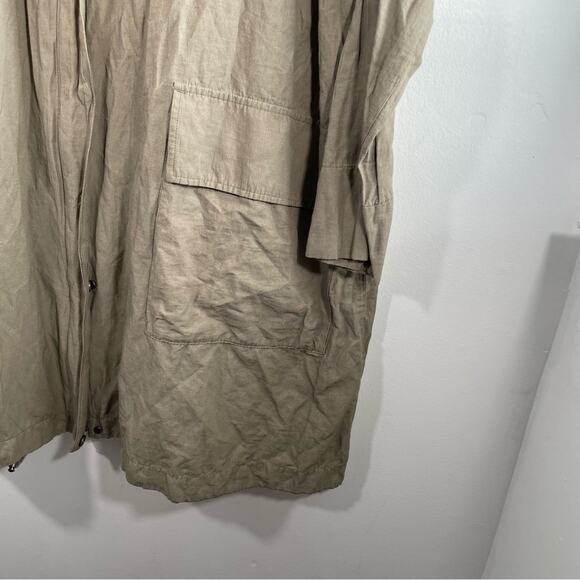 Eileen Fisher Anorak Hooded Jacket Organic Cotton Blend Khaki 1X Lightweight - Picture 3 of 14